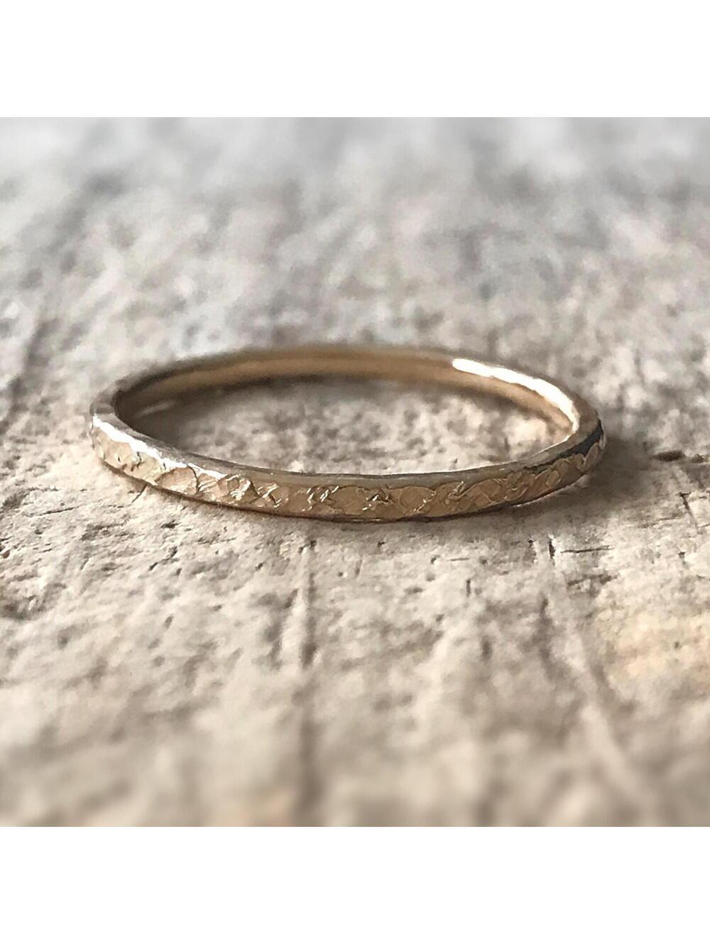 Raw Silk Texture 14K Gold Filled Stacking Ring
